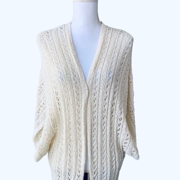 AMERICAN EAGLE CROCHET KNIT TASSEL TRIM CARDIGAN DUSTER SWEATER - Picture 2 of 12